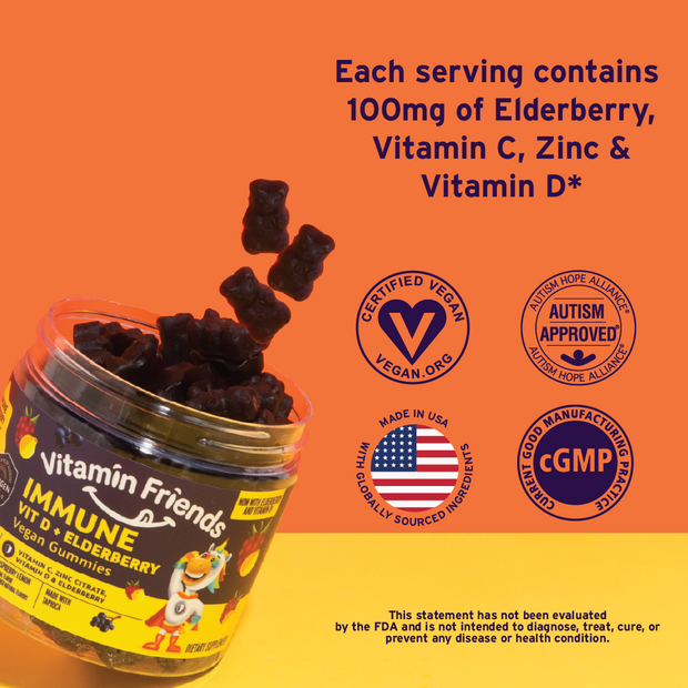 Vitamin Friends Kids Vegan Immune with Elderberry Gummies