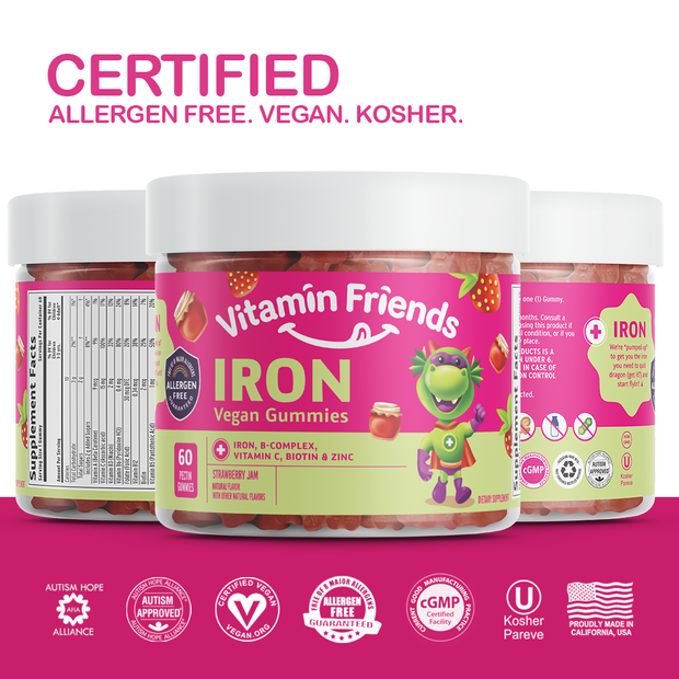 Vitamin Friends Kids Vegan Strawberry Jam Iron Gummies